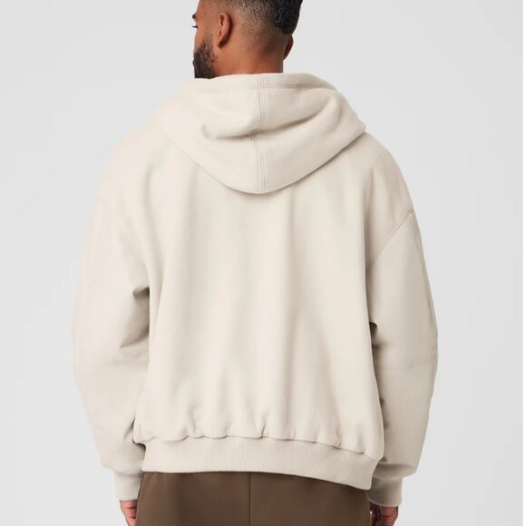 NEW ALO Yoga Men Select Hooded Bomber Jacket in Bone size M Medium - Picture 2 of 5